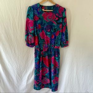 Vintage Luci Fellini Abstract Rose Floral Sundress